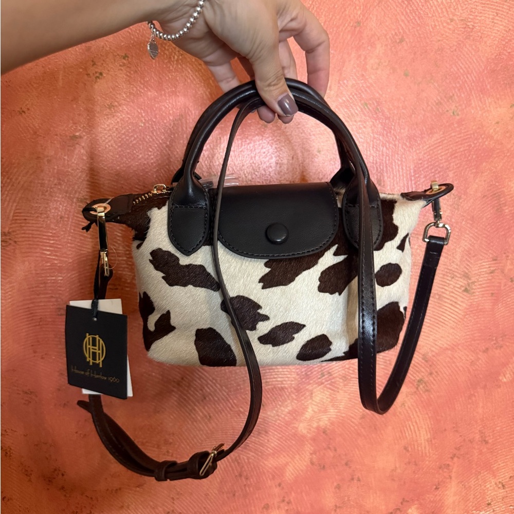 House of Harlow Cross body cow print purse